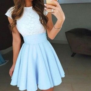 Mini blue summer short skater dress